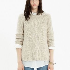 Madewell Firelight Wool Blend Marled Crew Sweater Side Slits Split